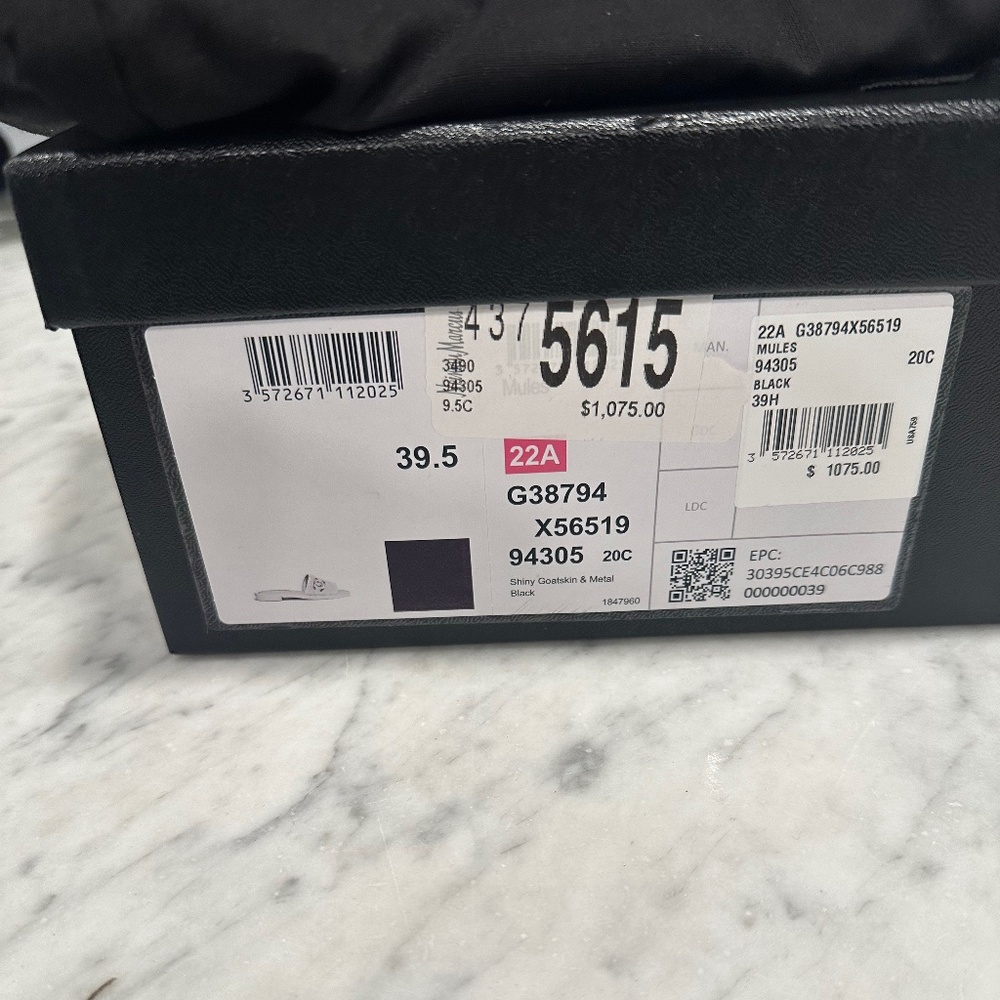 Chanel New black shiny calf skin and metal mule slide size 39.5 - Picture 5 of 7